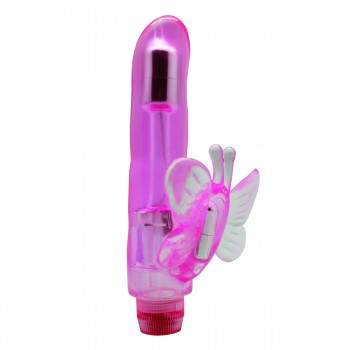 Dual Stimulator Butterfly Vibrator (Pink clear)